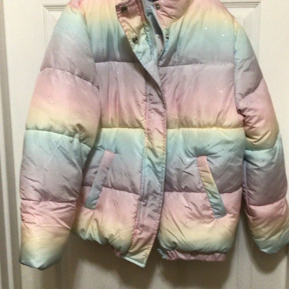 Forever 21 kids Girls 13/14 pink/multi color Coat